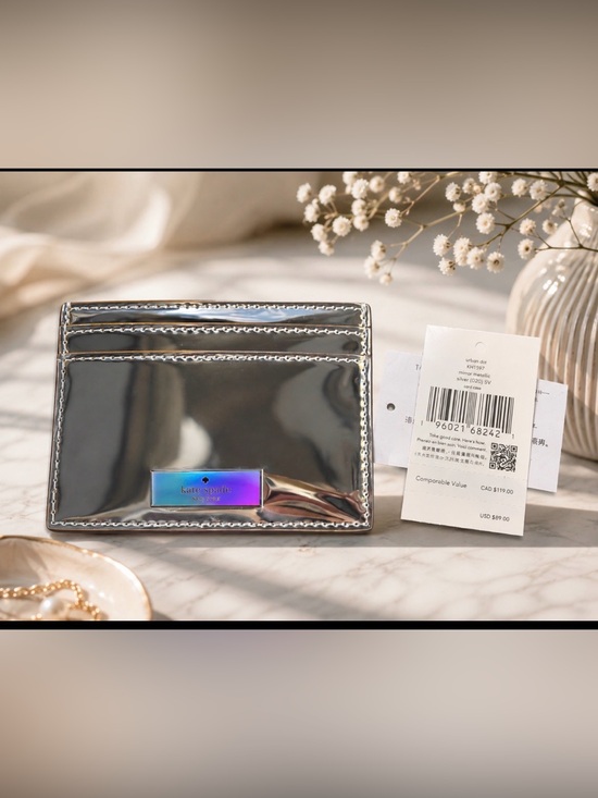 kate spade Handbags - Kate Spade NWT Metallic Silver Credit Card Holder wallet